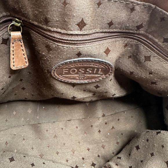 Fossil Vintage Reissue Revival Brown Metallic Leather Shoulder Bag Tote - Picture 15 of 16
